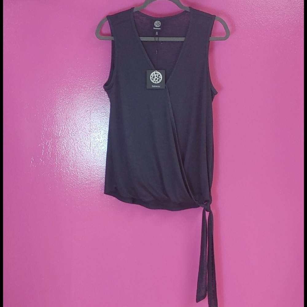 Black top faux wrap with time